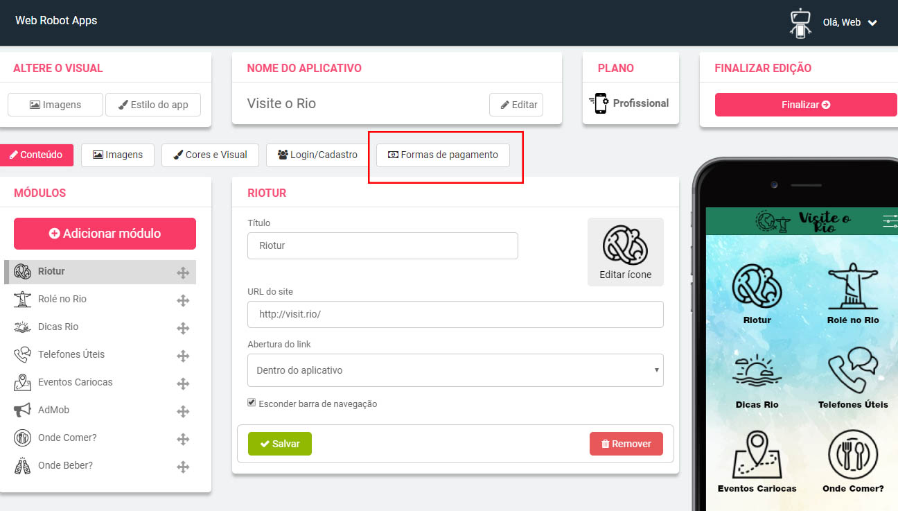 Módulo Pagamento Web Robot Apps | Crie seu Aplicativo Módulo Pagamento Web Robot Apps | Crie seu Aplicativo